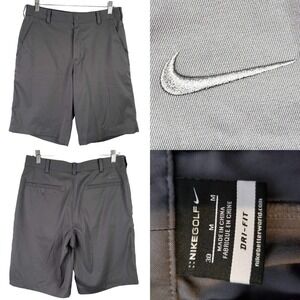 Nike Golf Dri-Fit Shorts Mens Size 30x11 Dark Gray Flat Front Chino Pockets